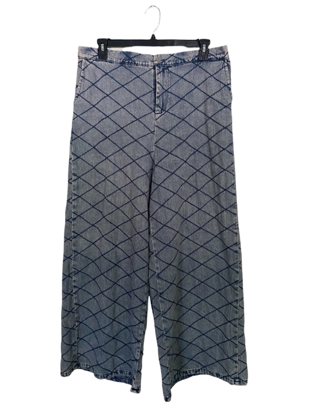 J NNA Wide Leg Jeans Boho Geometric Print High Rise Denim Plus Size 1XL NWT